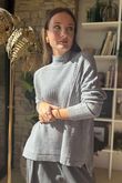  Conrad Turtle Ribby Knit Top Grey Marl 